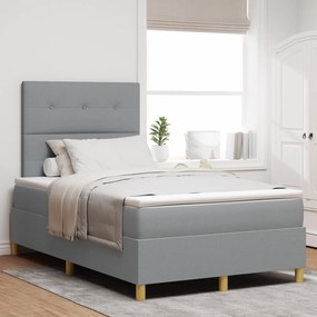 vidaXL Κρεβάτι Box Spring με Στρώμα & Φωτισμό LED Γκρι 120x200 εκ. Υφασμάτινο