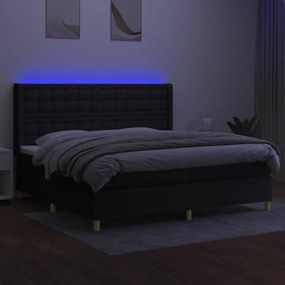vidaXL Κρεβάτι Boxspring με Στρώμα &amp; LED Μαύρο 200x200 εκ. Υφασμάτινο