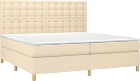 vidaXL Κρεβάτι Boxspring με Στρώμα Κρεμ 200x200 εκ. Υφασμάτινο
