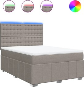 vidaXL Κρεβάτι Boxspring με Στρώμα Taupe 140x190 εκ. Υφασμάτινο
