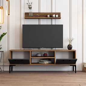 Σύνθεση Τηλεόρασης Καρυδί / Ανθρακί ODRIN 140x30x48