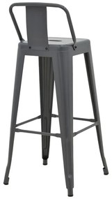 Σκαμπό μπαρ με πλάτη Utopia pakoworld μέταλλο σε ανθρακί απόχρωση 42x42x97εκ