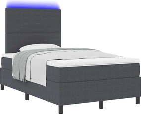 vidaXL LED Κρεβάτι με βάθρο Σκούρο Γκρι και Λευκό 120 x 190 cm