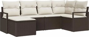 vidaXL Σετ Καναπέ 6 pcs Καφέ συνθετικό ρατάν