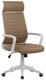 Καρέκλα γραφείου Berwyn 278, Άσπρο, Καφέ, 114x63x63cm, 12 kg, Με μπράτσα, Με ρόδες, Μηχανισμός καρέκλας: Κλίση | Epipla1.gr