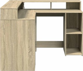 vidaXL Γραφείο με LED Sonoma δρυς 130x130x91 εκ. Επεξεργ. Ξύλο