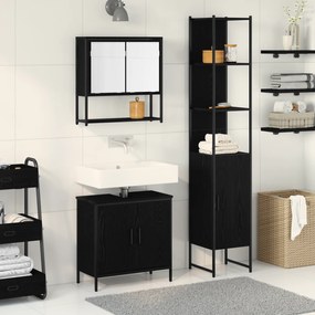 vidaXL Σετ 3 Τεμαχίων Επίπλων Μπάνιου Μαύρη Δρυς Επεξεργασμένου Ξύλου