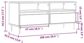 Έπιπλο Τηλεόρασης Καπνιστή Δρυς 100x34,5x44,5 εκ. Επεξ. Ξύλο - Καφέ