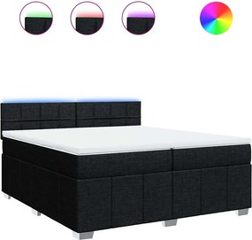 vidaXL Κρεβάτι Boxspring με Στρώμα Μαύρο 200x200 εκ. Υφασμάτινο