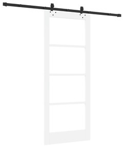 vidaXL Συρόμενη Πόρτα  με Σετ Αξεσουάρ Λευκή 83x202 εκ. Συμπαγές Ξύλο Πεύκου
