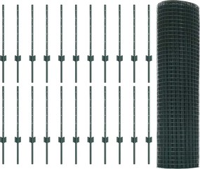 vidaXL Συρματόπλεγμα με Στυλίς 50 x 0,5 μ PVC-Επικαλυμμένο Ατσάλι