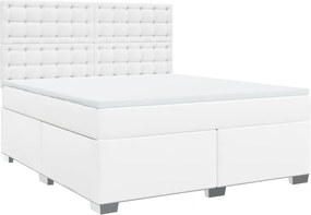 vidaXL Κρεβάτι Boxspring με Στρώμα Λευκό 180x200 εκ. Συνθετικό Δέρμα
