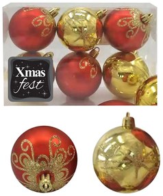 Μπάλες ντεκόρ κόκκινο-χρυσό πακ=6τεμ φ6cm Φ6cm Xmasfest 1132843 93-2823