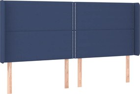 vidaXL Κρεβάτι Boxspring με Στρώμα &amp; LED Μπλε 200x200 εκ. Υφασμάτινο