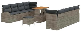 vidaXL Σετ Καναπέ Κήπου με μαξιλάρι 11 pcs Γκρι 90 x 55 x 71 cm