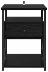 vidaXL Κομοδίνο 2 pcs Μαύρη Οξυά 40 x 42 x 55 εκ Επεξεργασμένο ξύλο