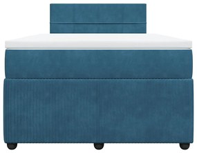 vidaXL Κρεβάτι Boxspring με Στρώμα Μπλε 120x190 εκ. Βελούδινο