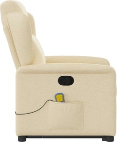 vidaXL Πολυθρόνα Μασάζ Ανακλινόμενη με Ανύψωση Κρεμ Υφασμάτινη
