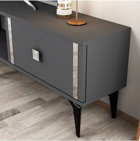 Stewehome Έπιπλο τηλεόρασης λευκό ασημί 44x29x150 cm