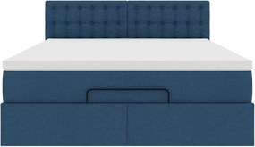 vidaXL Οθωμανικό κρεβάτι με στρώμα μπλε 140x190cm ύφασμα