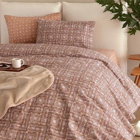Φανελένια Σεντόνια Υπέρδιπλα (Σετ) Palamaiki Flannel FB0229 Μπεζ,Καφέ ΧΩΡΙΣ ΛΑΣΤΙΧΟ 240x265