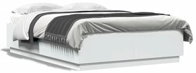 Πλαίσιο Κρεβατιού Λευκό 150x200 εκ Επεξεργ. Ξύλο με LED - Λευκό