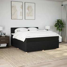 Κρεβάτι Boxspring με Στρώμα Μαύρο 180x200 εκ. Υφασμάτινο - Μαύρο