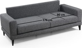 3-Seat Sofa-Bed Nordic 3 Seater Dark Grey