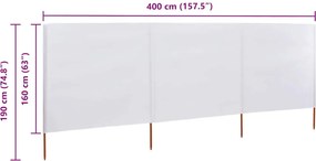 vidaXL Προστατευτικό Αέρα με 3 Πάνελ Λευκό Άμμου 400x160 εκ. Ύφασμα