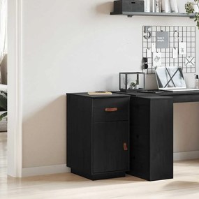 vidaXL Ντουλάπι Γραφείου Μαύρο 40 x 50 x 75 εκ. Μασίφ Ξύλο Πεύκου