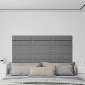 vidaXL Κεφαλάρι Τοίχου 12 pcs Γκρι 60 x 15 cm Τεχνητό Δέρμα