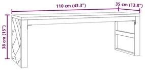 Τραπεζάκι Σαλονιού 110x35x38 εκ. από Μασίφ Ξύλο Teak - Καφέ