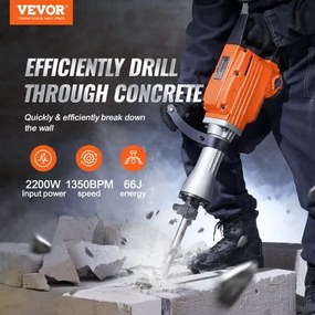 VEVOR Ηλεκτρικό σφυρί 6 σμίλης 2200W 2200W Jack Hammer