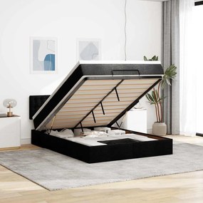 VidaXL Οθωμανικό κρεβάτι με στρώμα & LEDs Μαύρο 140x200 cm Ύφασμα