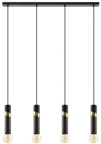 Φωτιστικό Οροφής - Ράγα Cedral 39936 92,5x5,5x150cm 4xE27 40W Black-Brass Eglo Steel