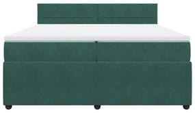 vidaXL Κρεβάτι Boxspring με Στρώμα Σκούρο Πράσινο 200x200εκ. Βελούδινο