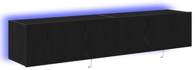 vidaXL Ντουλάπες τοίχου για τηλεοράσεις με LED φώτα 2 τεμ Μαύρη Δρυς 80x35x31 εκ