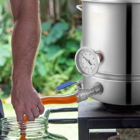 VEVOR Stainless Steel Kettle, 5 GALLON Brewing Pot, Tri Ply Bottom for Beer, Brew Kettle Pot, Home Brewing Supplies Includes Lid, Handle, Thermometer, Ball Valve Spigot, Filter, Filter Tray