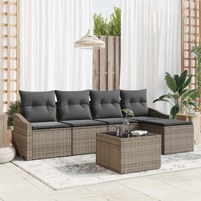 vidaXL Σετ Καναπέ Κήπου 6 pcs Γκρι Πολυ ράταν