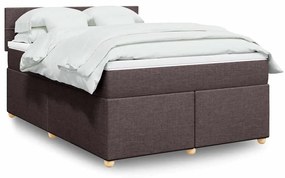 Κρεβάτι Boxspring με Στρώμα Σκούρο Καφέ 140x190 εκ. Υφασμάτινο