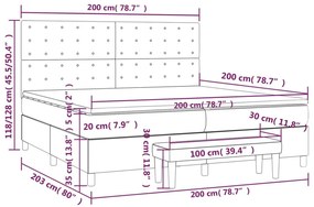 Κρεβάτι Boxspring με Στρώμα Σκούρο Γκρι 200x200 εκ. Βελούδινο - Γκρι
