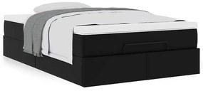 vidaXL Οθωμανικό κρεβάτι με στρώμα Μαύρο 120x200 cm Faux Leather