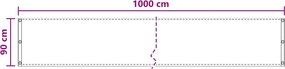 vidaXL Οθόνη Μπαλκονιού Ορθογώνιος 90 x 1000 cm HDPE και Αλουμίνιο