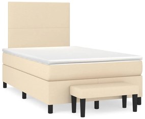 Κρεβάτι Boxspring με Στρώμα Κρεμ 120x200 εκ. Υφασμάτινο - Κρεμ