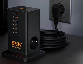 ΠΟΛΎΜΠΡΙΖΑ POWER STRIP TESSAN 8 IN 1 GAN 3XSCHUKO 4XUSB 2XTYP
