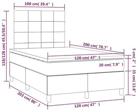 Κρεβάτι Boxspring με Στρώμα &amp; LED Ροζ 120x200 εκ. Βελούδινο - Ροζ