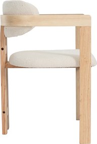 Πολυθρόνα Winsor pakoworld μπεζ μπουκλέ ύφασμα-rubberwood σε φυσική απόχρωση 58.5x51x76εκ