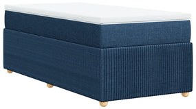 Κρεβάτι Boxspring με Στρώμα Μπλε 80x200 εκ. Υφασμάτινο - Μπλε