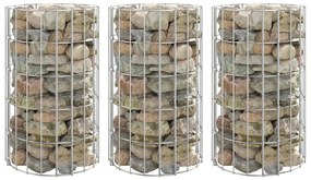 vidaXL Συρματοκιβώτιο-Γλάστρα Υπ. 3 τεμ Κυκλική Ø30x50εκ Γαλβ. Χάλυβας