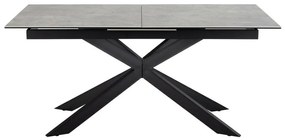 Τραπέζι Oakland 903, Γκρι, Μαύρο, 76x90x168cm, 86 kg, Επιμήκυνση, Κεραμικός, Επεξεργασμένο γυαλί, Μέταλλο | Epipla1.gr
